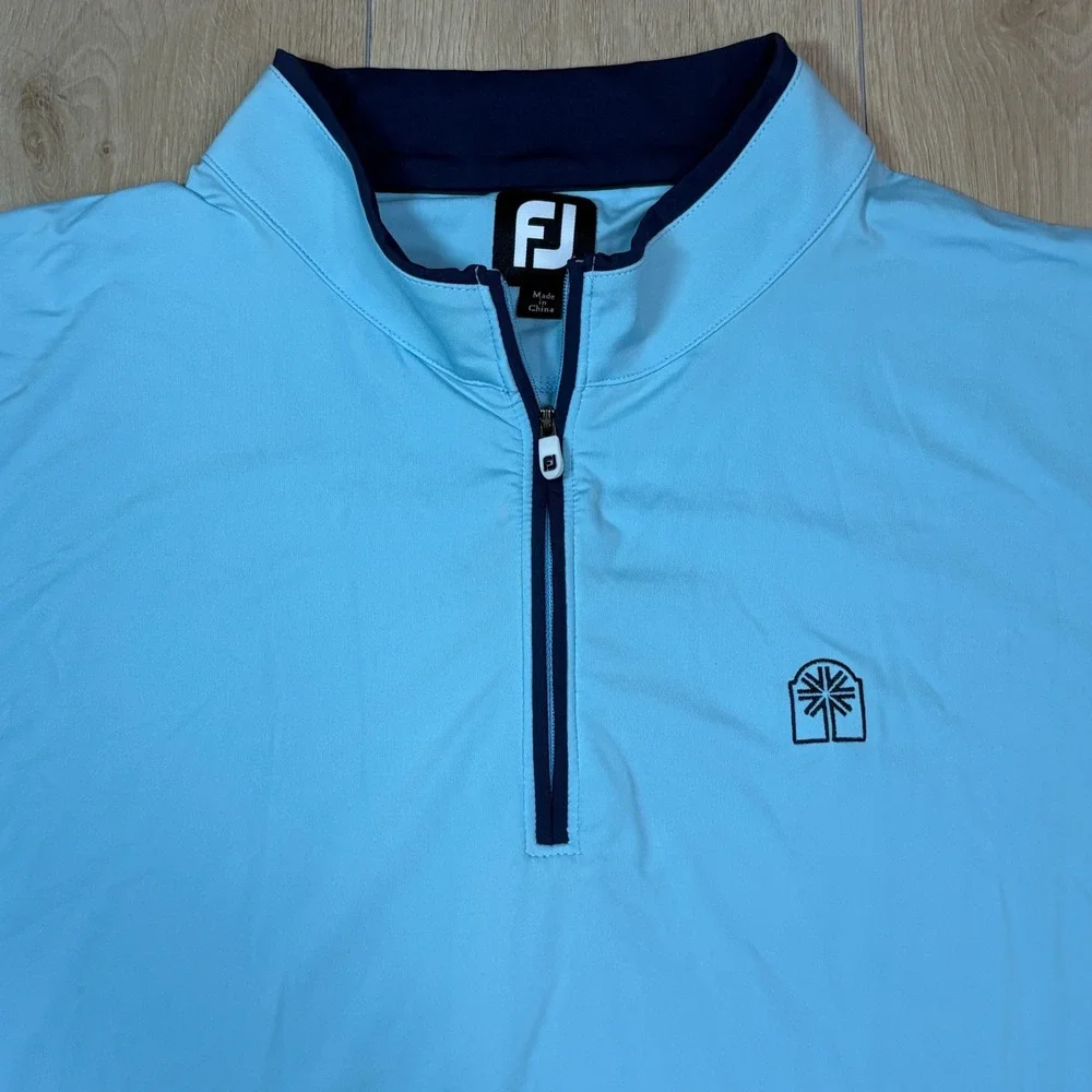 FootJoy Mens 2XL Light Blue Quarter Zip Golf Pullover Long Sleeve Performance